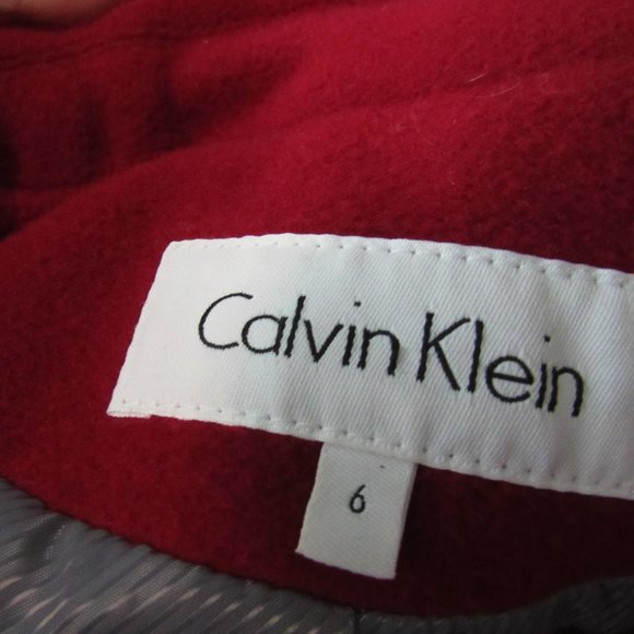 CALVIN KLEIN RED WOOL BLEND COAT SIZE 6 - Picture 7 of 8